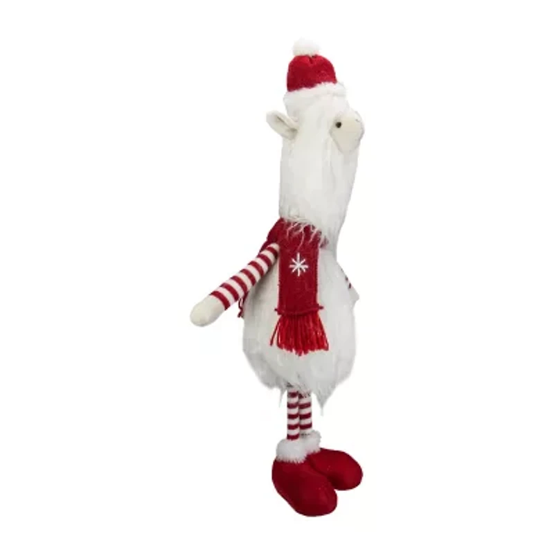 Northlight Plush Standing Striped Llama - 26in - White And Red Christmas Figurine
