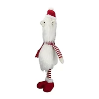 Northlight Plush Standing Striped Llama - 26in - White And Red Christmas Figurine