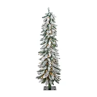 Northlight Pre-Lit Pencil Flocked Alpine Clear Lights Foot Flocked Pine Christmas Tree