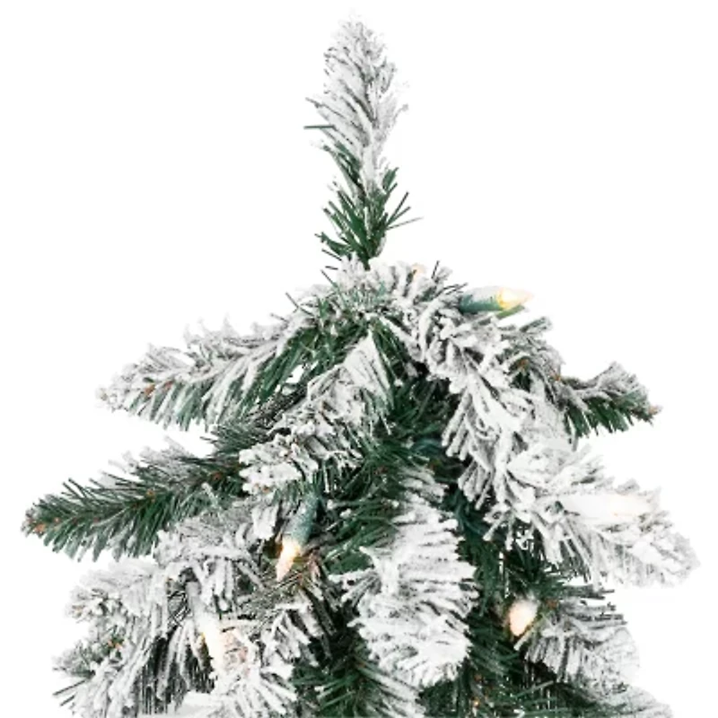 Northlight 5ft Prelit Pencil Flocked Alpine Artificial Clear Lights 5 Foot Flocked Pine Christmas Tree