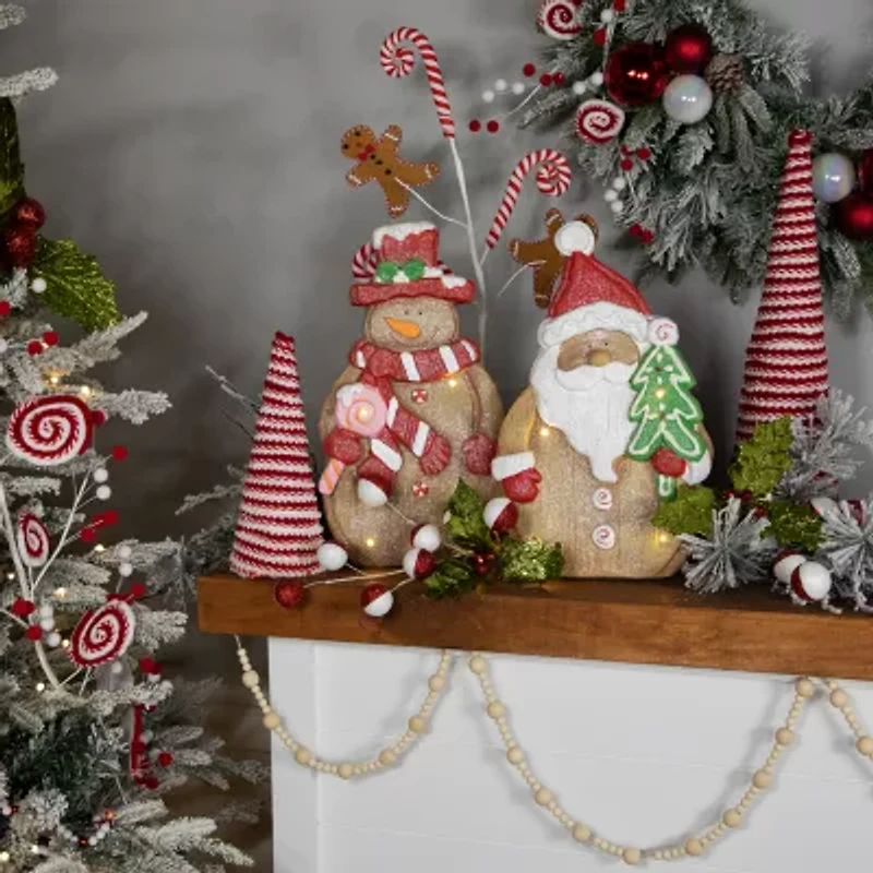 Northlight Led Lighted Gingerbread Santa Claus Glittered - 15.5in Christmas Figurine
