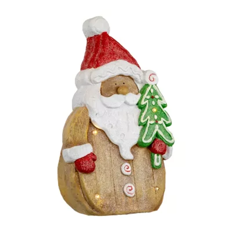 Northlight Led Lighted Gingerbread Santa Claus Glittered - 15.5in Christmas Figurine