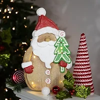 Northlight Led Lighted Gingerbread Santa Claus Glittered - 15.5in Christmas Figurine
