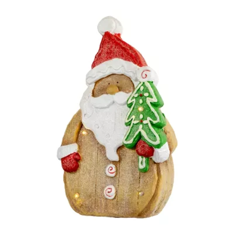 Northlight Led Lighted Gingerbread Santa Claus Glittered - 15.5in Christmas Figurine
