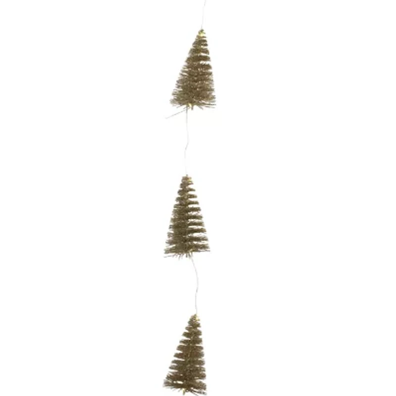 Northlight Led Lighted B/O Mini Sisal Tree - 6.5ft X 2.5in - Gold - Warm White Lights Christmas Indoor Garland