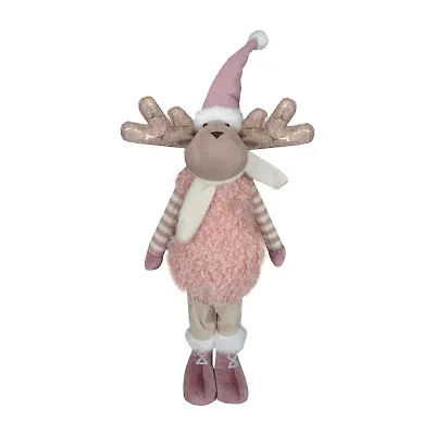 Northlight Standing Boy Moose - 26in - Pink And Beige Christmas Figurine