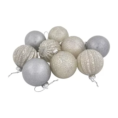 Northlight 2-Finish Glass Ball - 3in (80mm) - Gold And Silver - 9ct Christmas Ornament