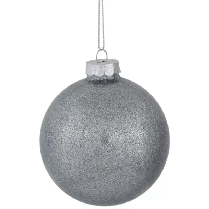 Northlight 2-Finish Glass Ball - 3in (80mm) - Gold And Silver - 9ct Christmas Ornament