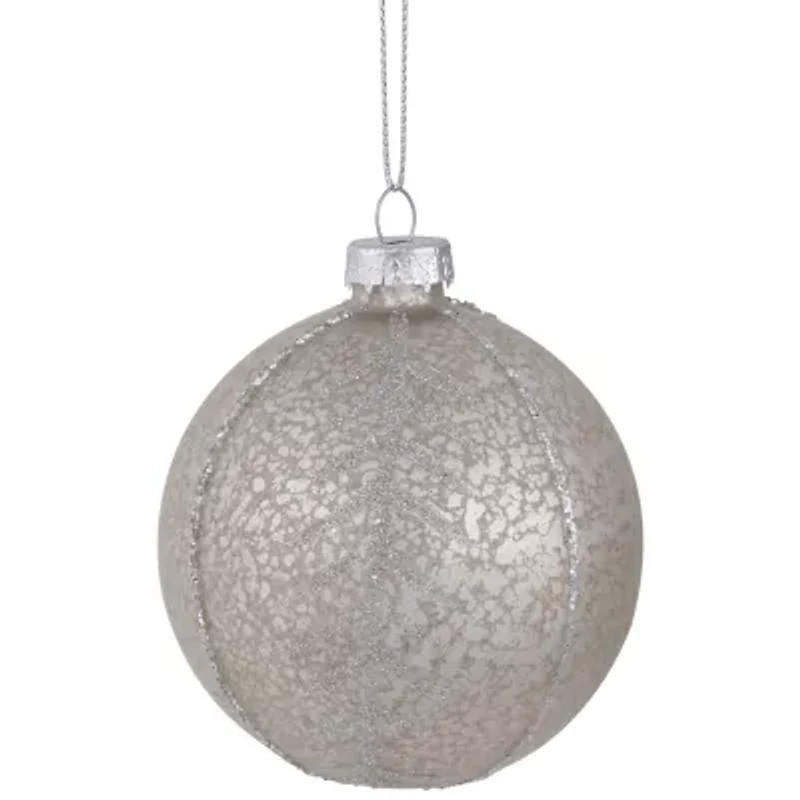 Northlight 2-Finish Glass Ball - 3in (80mm) - Gold And Silver - 9ct Christmas Ornament