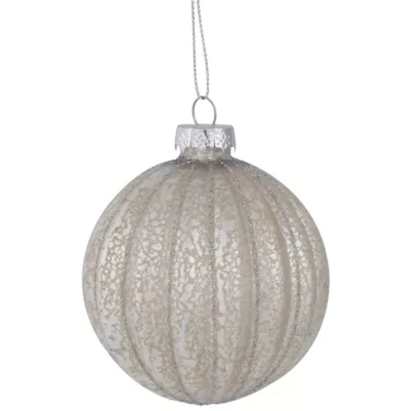 Northlight 2-Finish Glass Ball - 3in (80mm) - Gold And Silver - 9ct Christmas Ornament