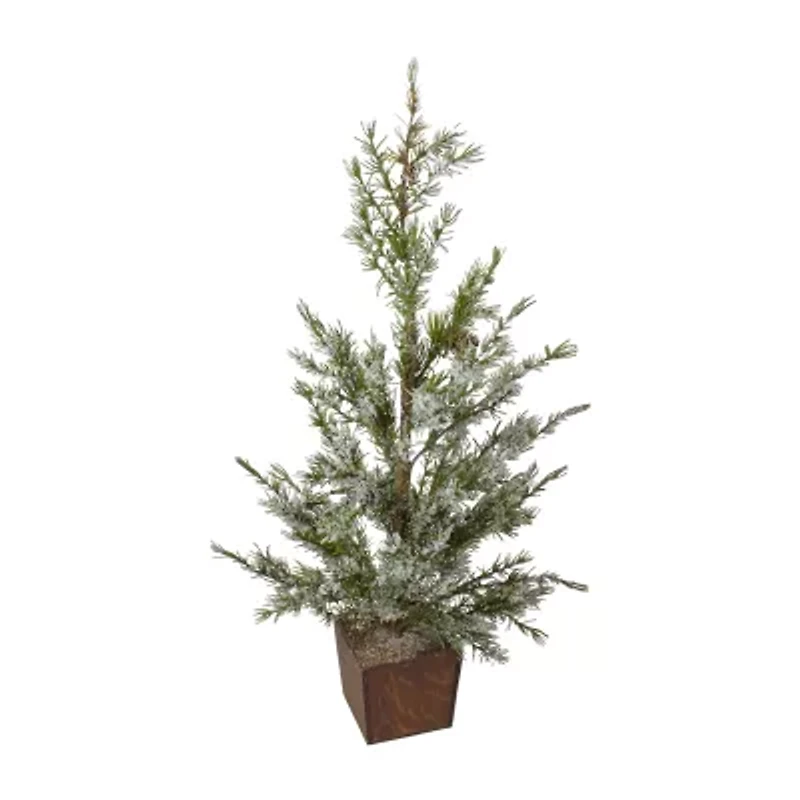 Northlight Potted Frosted Pine Unlit 2 Foot Pine Christmas Tree