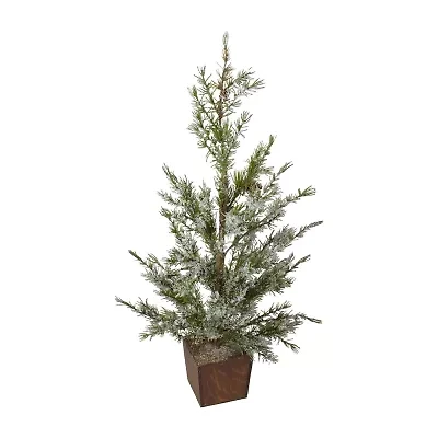 Northlight Potted Frosted Pine Unlit 2 Foot Pine Christmas Tree