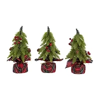 Northlight Mini Downswept Pine S With Pine Cones - 9in - Set Of 3 Pine Christmas Tree