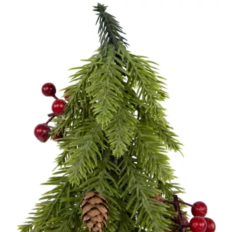 Northlight Mini Downswept Pine S With Pine Cones - 9in - Set Of 3 Pine Christmas Tree