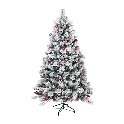Northlight Full Flocked Fairfield Fir Unlit 6 1/2 Foot Flocked Pine Christmas Tree