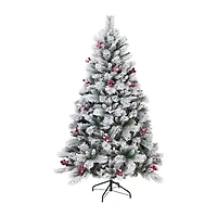 Northlight Full Flocked Fairfield Fir Unlit 6 1/2 Foot Flocked Pine Christmas Tree