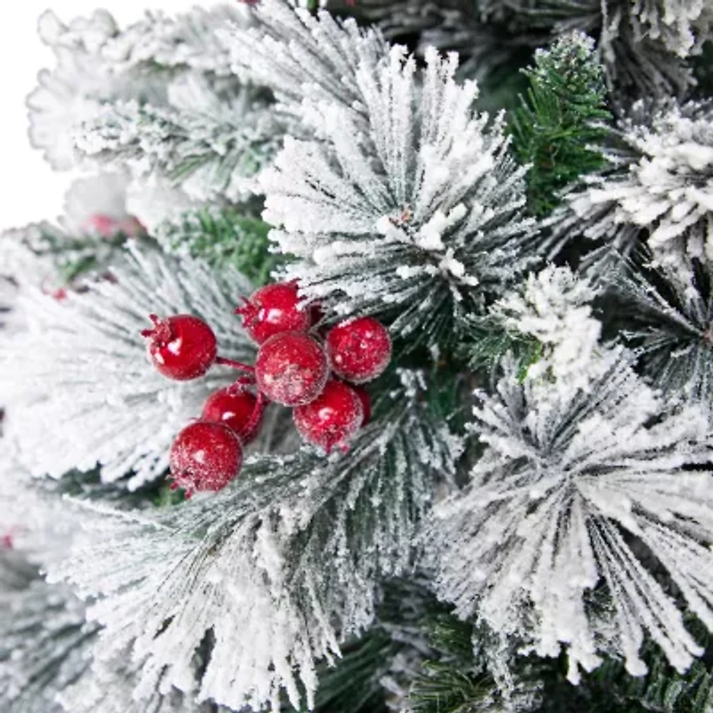 Northlight Full Flocked Fairfield Fir Unlit 6 1/2 Foot Flocked Pine Christmas Tree