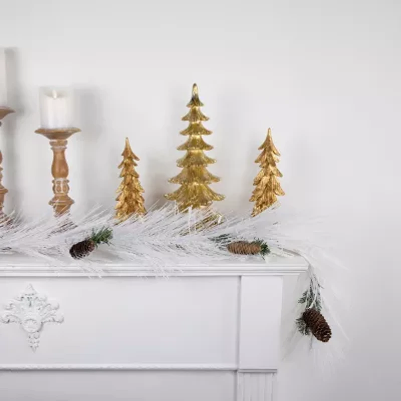 Northlight 6ft X 10in White Flocked With Pine Cones Unlit Flocked Christmas Indoor Garland