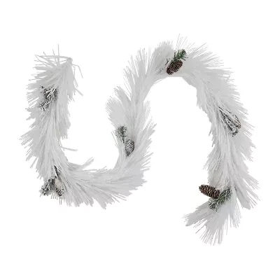 Northlight 6ft X 10in White Flocked With Pine Cones Unlit Flocked Christmas Indoor Garland