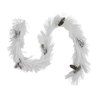 Northlight 6ft X 10in White Flocked With Pine Cones Unlit Flocked Christmas Indoor Garland