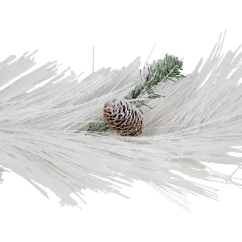 Northlight 6ft X 10in White Flocked With Pine Cones Unlit Flocked Christmas Indoor Garland