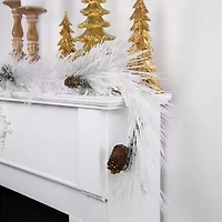 Northlight 6ft X 10in White Flocked With Pine Cones Unlit Flocked Christmas Indoor Garland