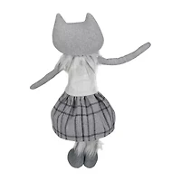 Northlight Girl Fox Sitting With Dangling Legs - 22in - Gray And White Christmas Figurine