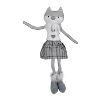Northlight Girl Fox Sitting With Dangling Legs - 22in - Gray And White Christmas Figurine