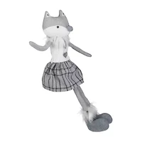 Northlight Girl Fox Sitting With Dangling Legs - 22in - Gray And White Christmas Figurine
