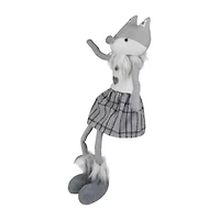 Northlight Girl Fox Sitting With Dangling Legs - 22in - Gray And White Christmas Figurine