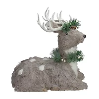 Northlight Sitting Sisal Reindeer With - 14in - Gray Christmas Figurine