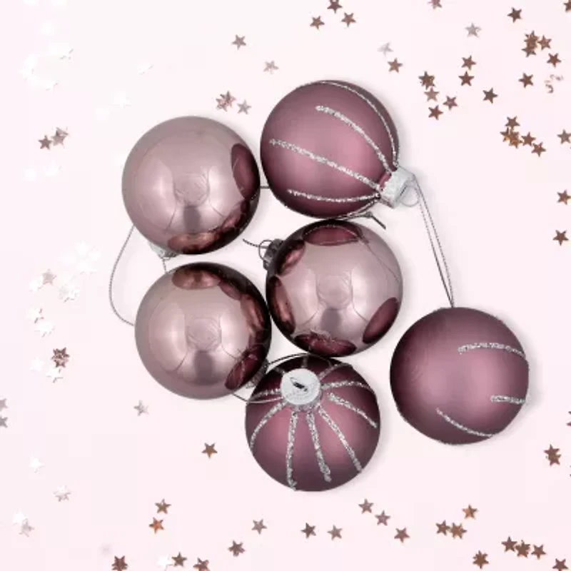Northlight Shiny And Matte Glass Ball - 2.25in (55mm) - Pink - 24ct Christmas Ornament
