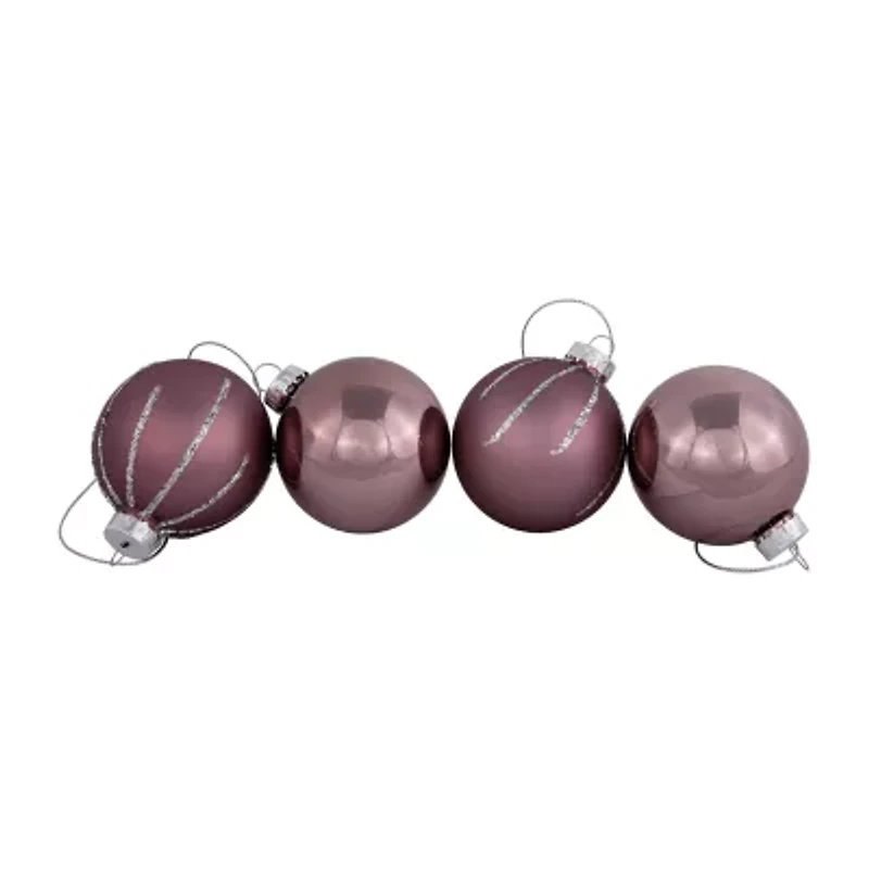 Northlight Shiny And Matte Glass Ball - 2.25in (55mm) - Pink - 24ct Christmas Ornament