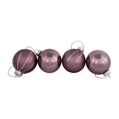 Northlight Shiny And Matte Glass Ball - 2.25in (55mm) - Pink - 24ct Christmas Ornament