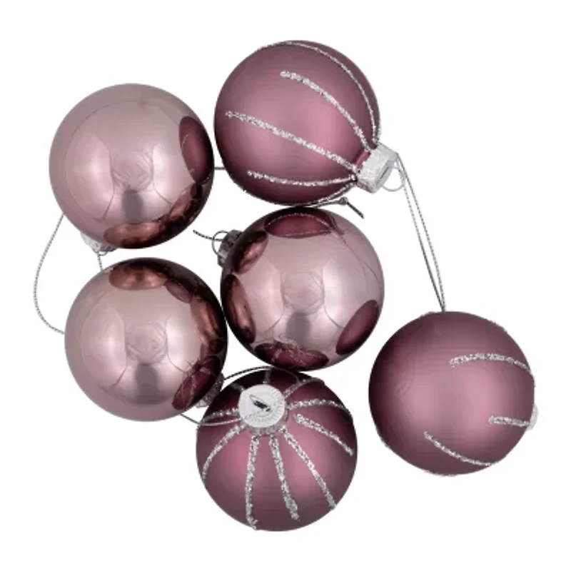 Northlight Shiny And Matte Glass Ball - 2.25in (55mm) - Pink - 24ct Christmas Ornament