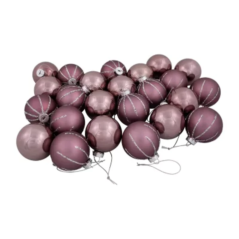 Northlight Shiny And Matte Glass Ball - 2.25in (55mm) - Pink - 24ct Christmas Ornament
