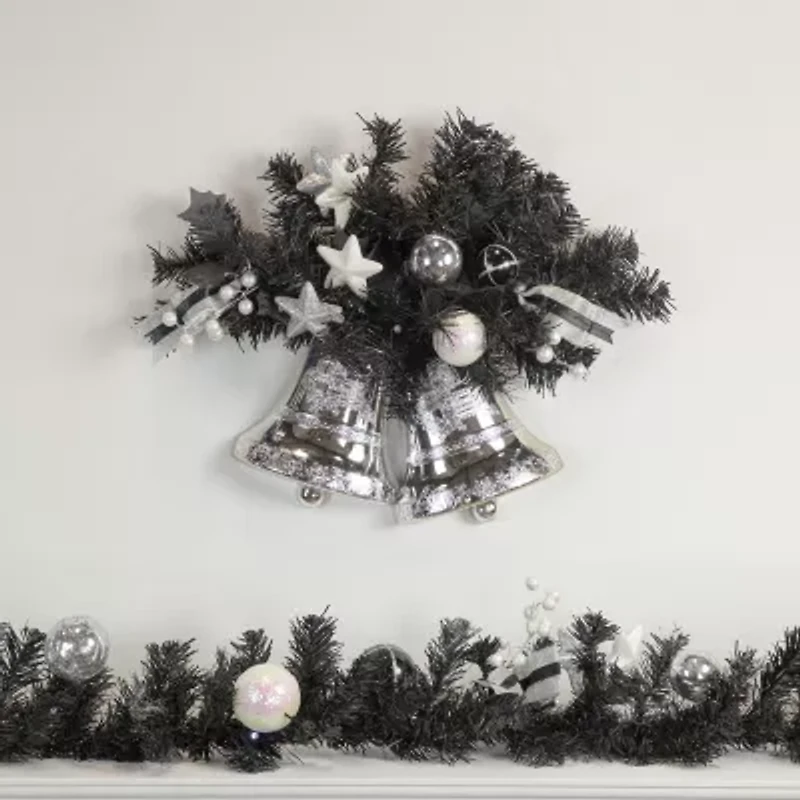 Northlight Pre-Lit B/O Black Pine - 9ft X 6in - Cool White Led Lights Christmas Indoor Garland