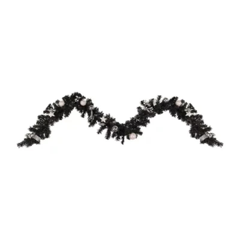 Northlight Pre-Lit B/O Black Pine - 9ft X 6in - Cool White Led Lights Christmas Indoor Garland