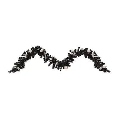 Northlight Pre-Lit B/O Black Pine - 9ft X 6in - Cool White Led Lights Christmas Indoor Garland