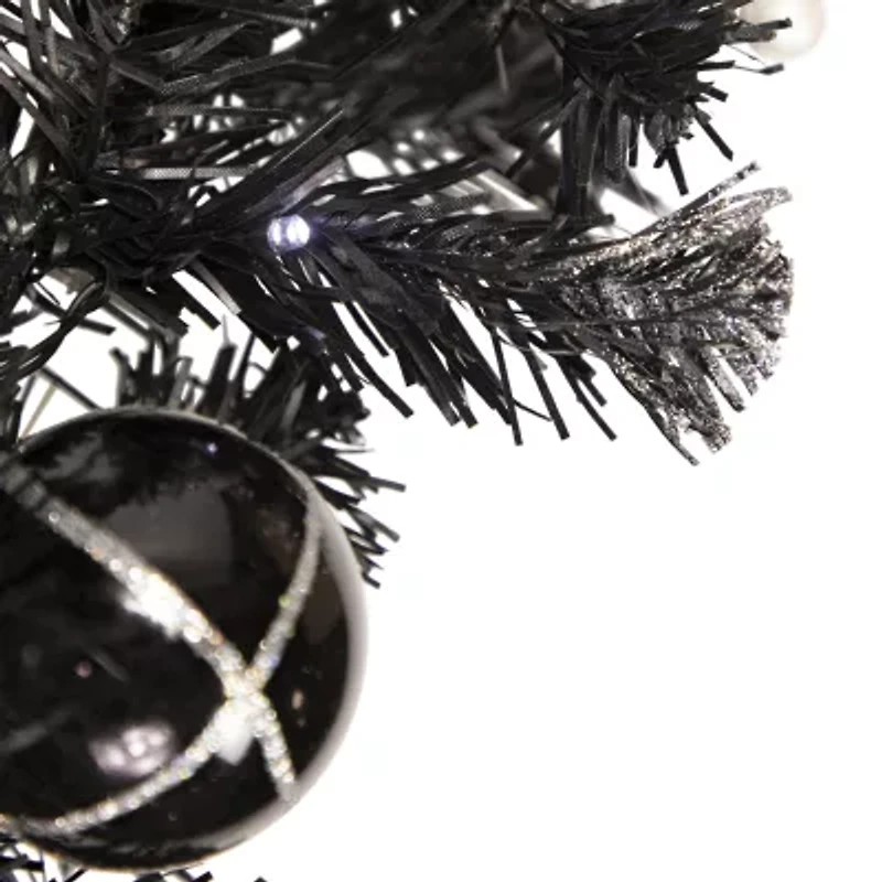 Northlight Pre-Lit B/O Black Pine - 9ft X 6in - Cool White Led Lights Christmas Indoor Garland