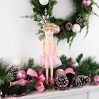 Northlight 15.5in Pink Tutu Blonde Wooden Ballerina Wooden Wood Christmas Nutcracker