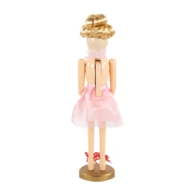 Northlight 15.5in Pink Tutu Blonde Wooden Ballerina Wooden Wood Christmas Nutcracker