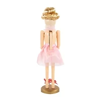 Northlight 15.5in Pink Tutu Blonde Wooden Ballerina Wooden Wood Christmas Nutcracker