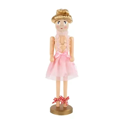Northlight 15.5in Pink Tutu Blonde Wooden Ballerina Wooden Wood Christmas Nutcracker