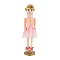 Northlight 15.5in Pink Tutu Blonde Wooden Ballerina Wooden Wood Christmas Nutcracker