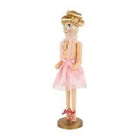 Northlight 15.5in Pink Tutu Blonde Wooden Ballerina Wooden Wood Christmas Nutcracker