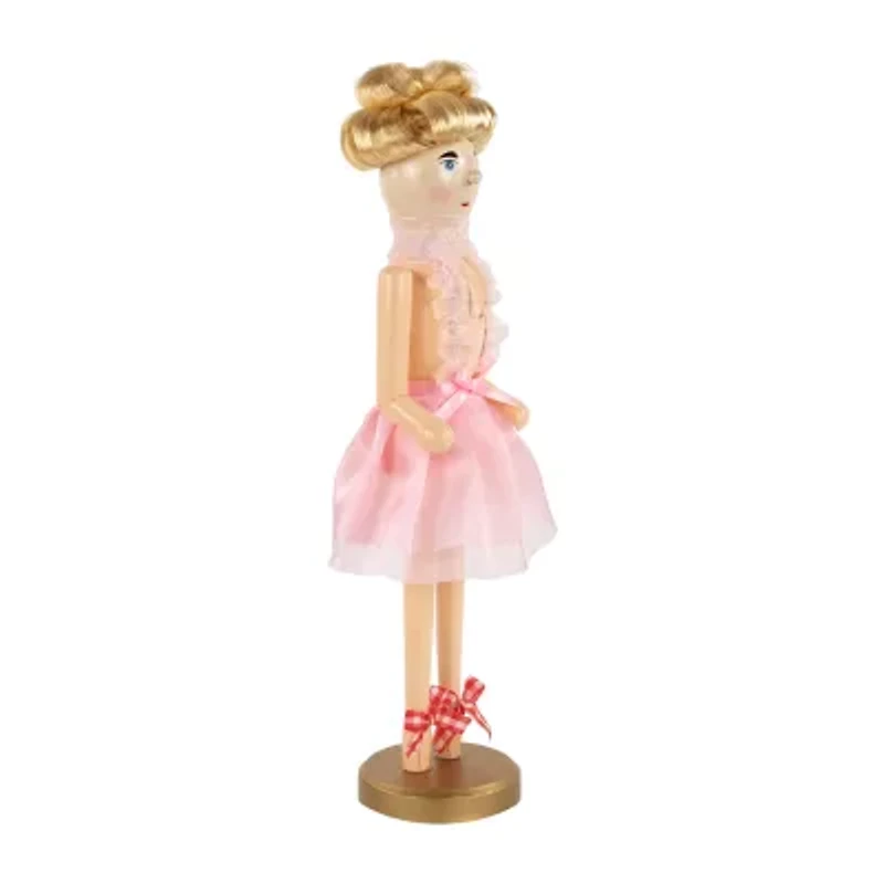 Northlight 15.5in Pink Tutu Blonde Wooden Ballerina Wooden Wood Christmas Nutcracker
