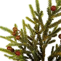 Northlight Mini Glittered Pine With Berries - 9in - Set Of 3 Pine Christmas Tree