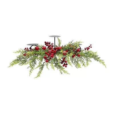 Northlight Apples And Berries Triple Pillar - 36in - Green And Red Candle Holder