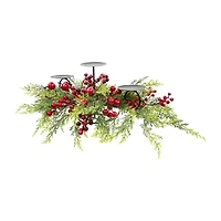 Northlight Apples And Berries Triple Pillar - 36in - Green And Red Candle Holder